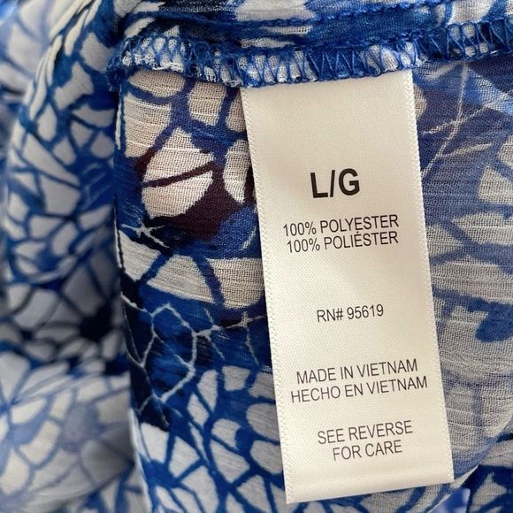 Fever Blue/White Double Layered Sleeveless Blouse Size Large - Picture 5 of 5